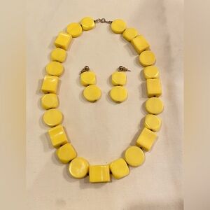 Bold Yellow Necklace and Earring Set
